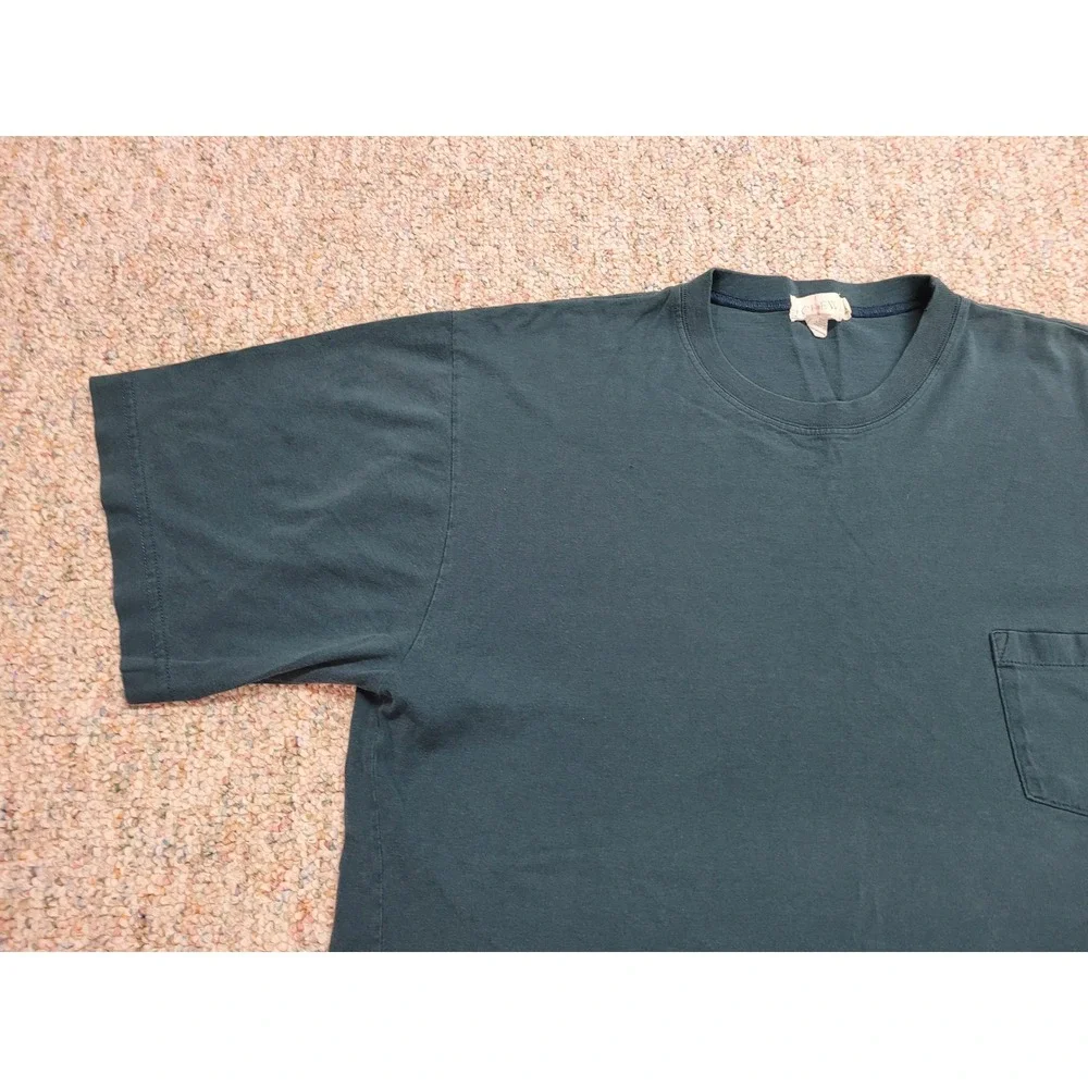 J Crew Shirt Mens XL Green Oarsman Pocket Crew Neck Short Sleeve Vintage Y2K
